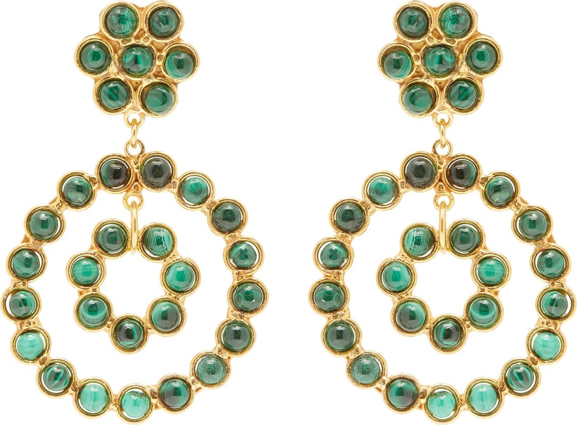 Sylvia Toledano Malachite-embellished hoop drop earrings