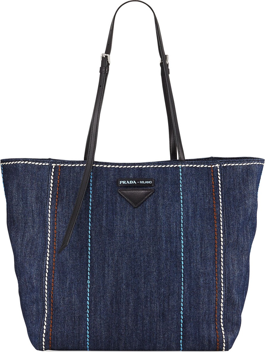 Prada Stitched Denim Tote Bag