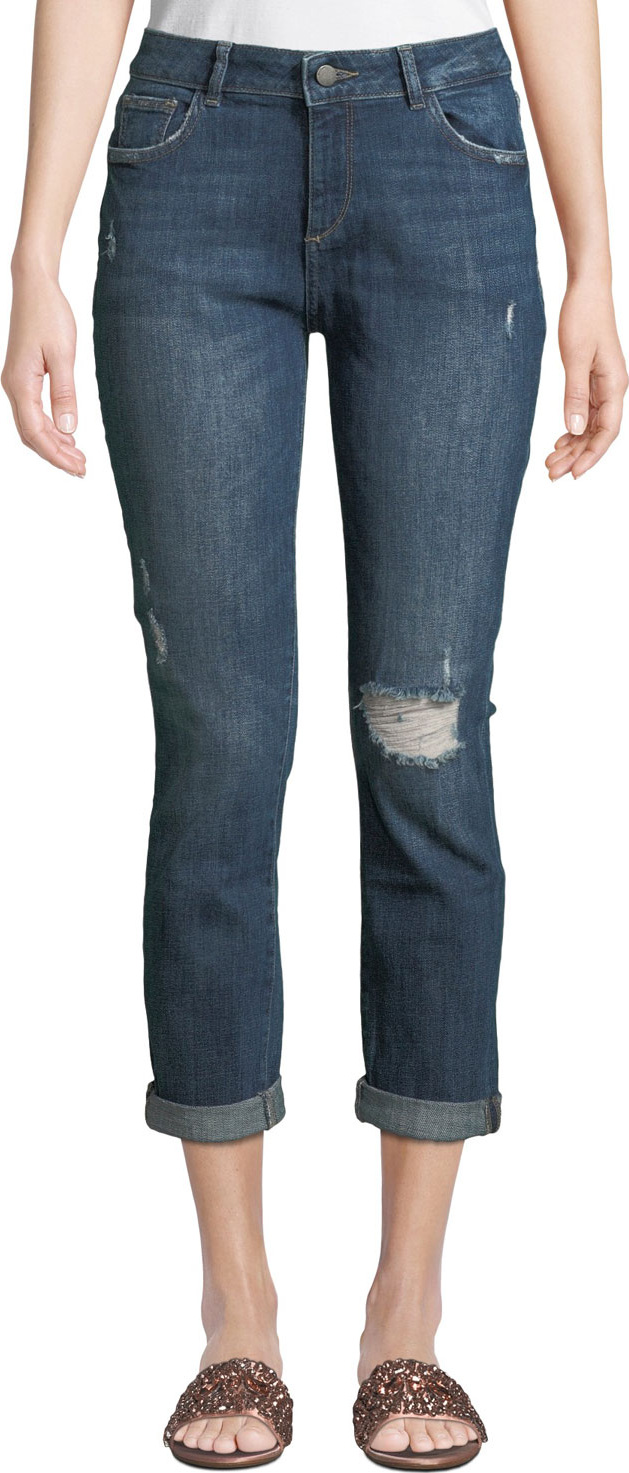 DL1961 Stevie Distressed Slim Boyfriend Jeans