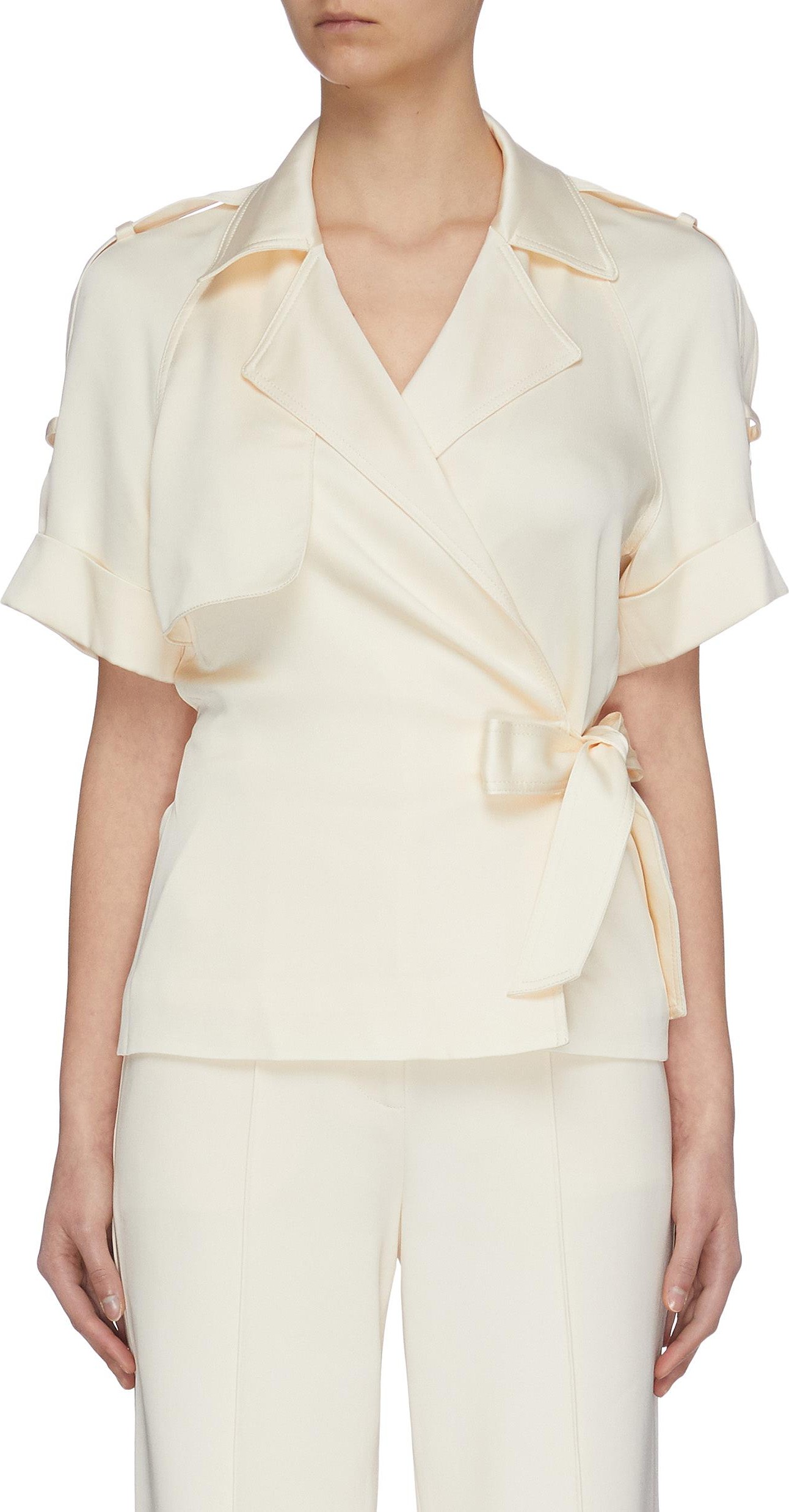 Jonathan Simkhai 'Kelsey' Front Wrap Satin Blouse Jonathan Simkhai 'Kelsey' Front Wrap Satin Blouse