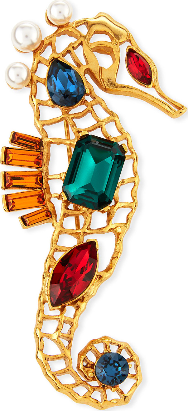 Oscar De La Renta Swarovski® Crystal Seahorse Brooch