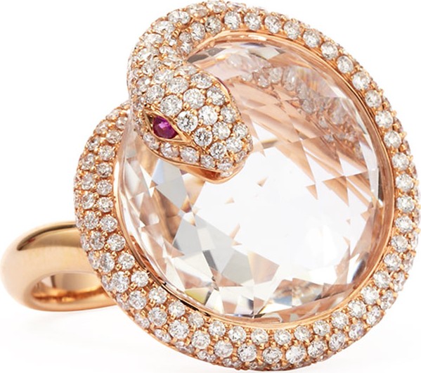 Roberto Coin 18k Rose Gold Diamond Snake Ring