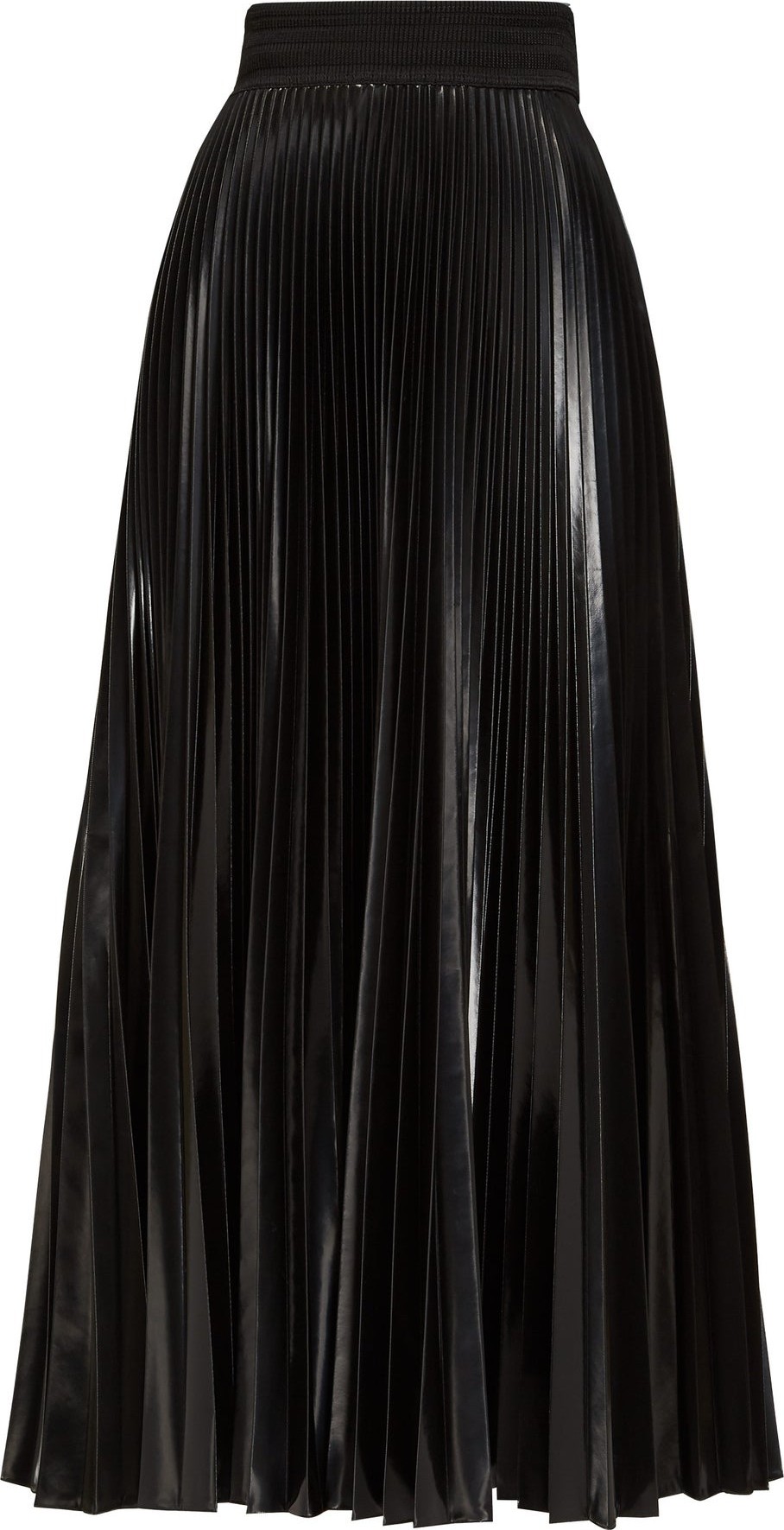 Fendi High-shine asymmetric-hem pleated skirt
