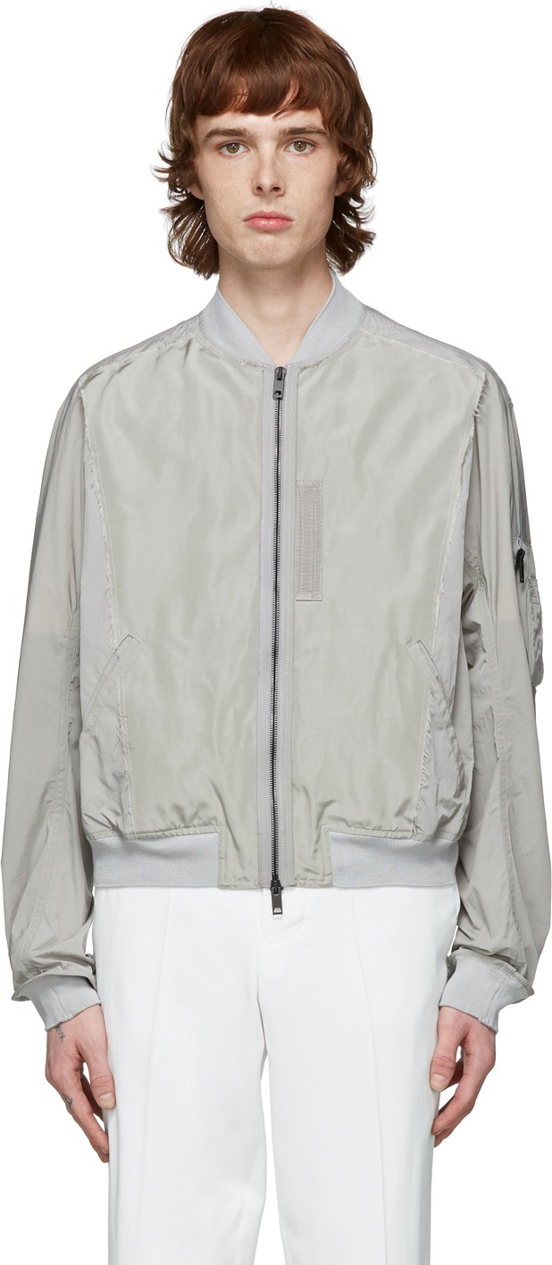 Haider Ackermann Grey Nylon Bomber Jacket