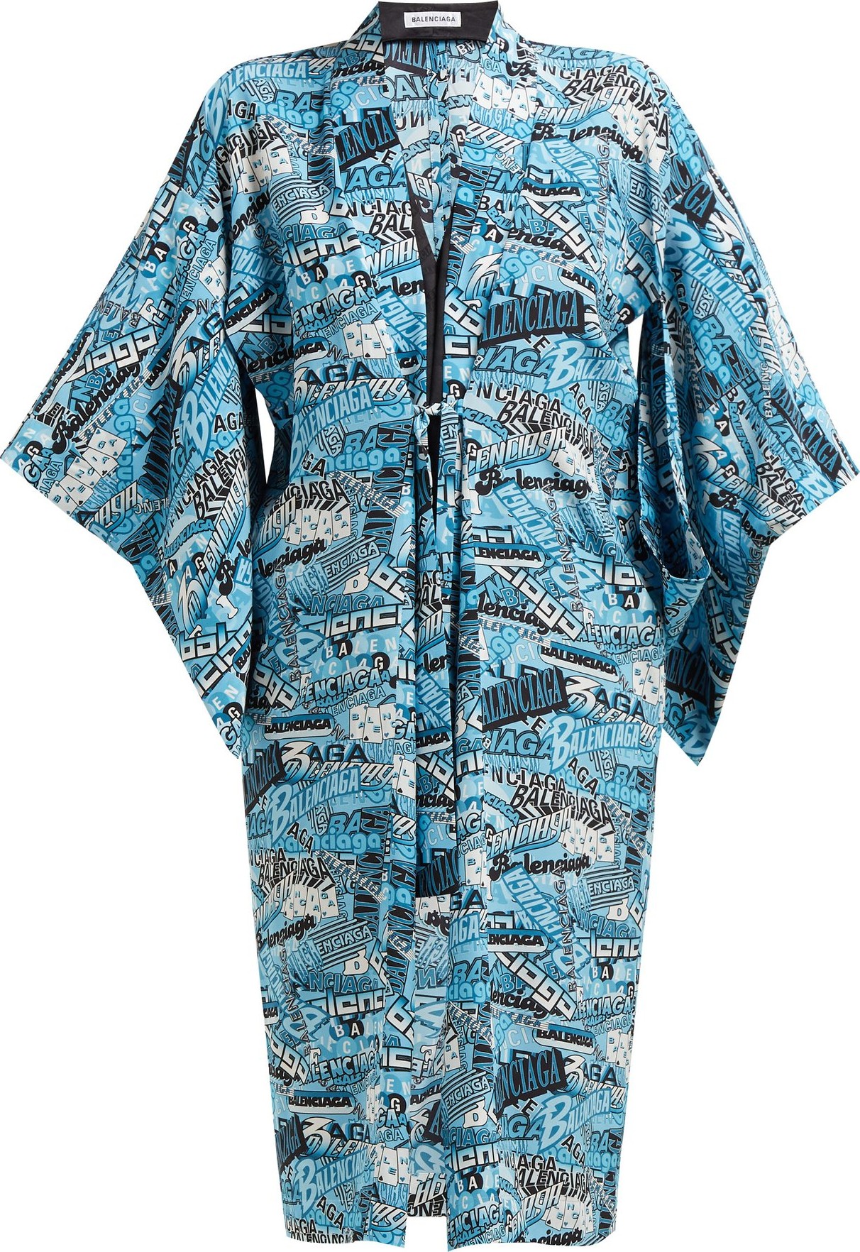 Balenciaga Logo-print silk crepe de Chine kimono dress