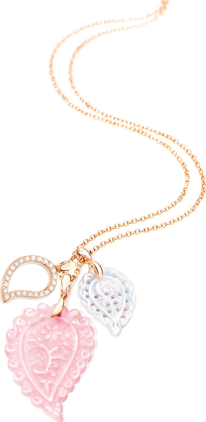 Tamara Comolli Signature India Leaf Pendant Necklace with Diamonds in 18K Rose Gold