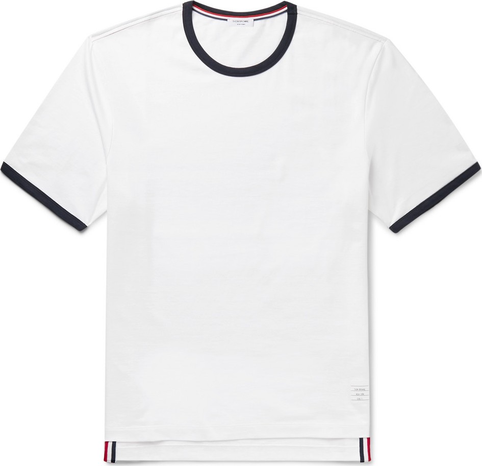 Thom Browne Contrast-Tipped Cotton-Jersey T-Shirt