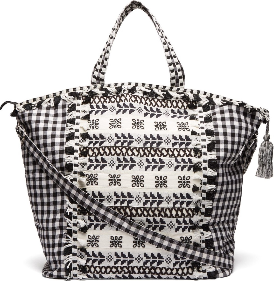 DODO BAR OR Oana gingham-jacquard cotton beach bag