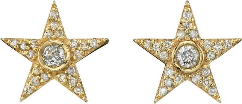 Sheryl Lowe 14k Gold Diamond Pave Star Stud Earrings