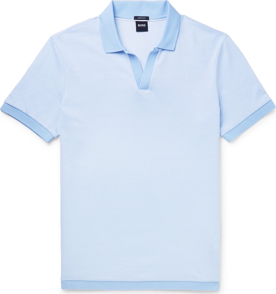 HUGO BOSS Slim-Fit Textured-Knit Cotton Polo Shirt