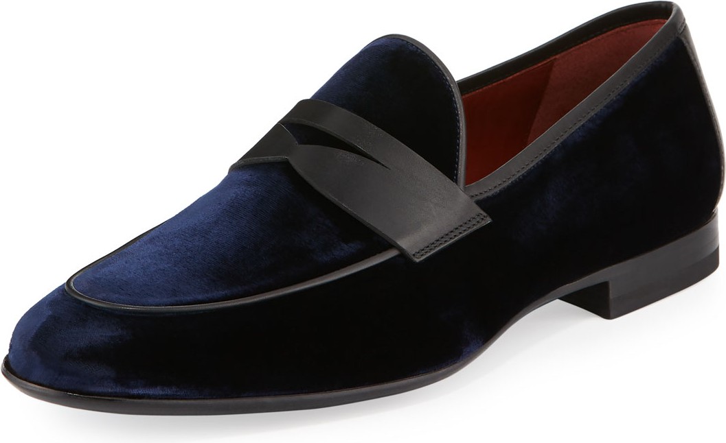 MAGNANNI Velvet Formal Penny Loafer, Navy