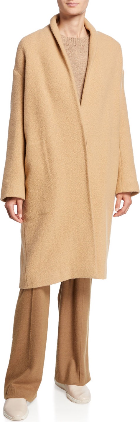 Vince Collarless Long Wool Coat