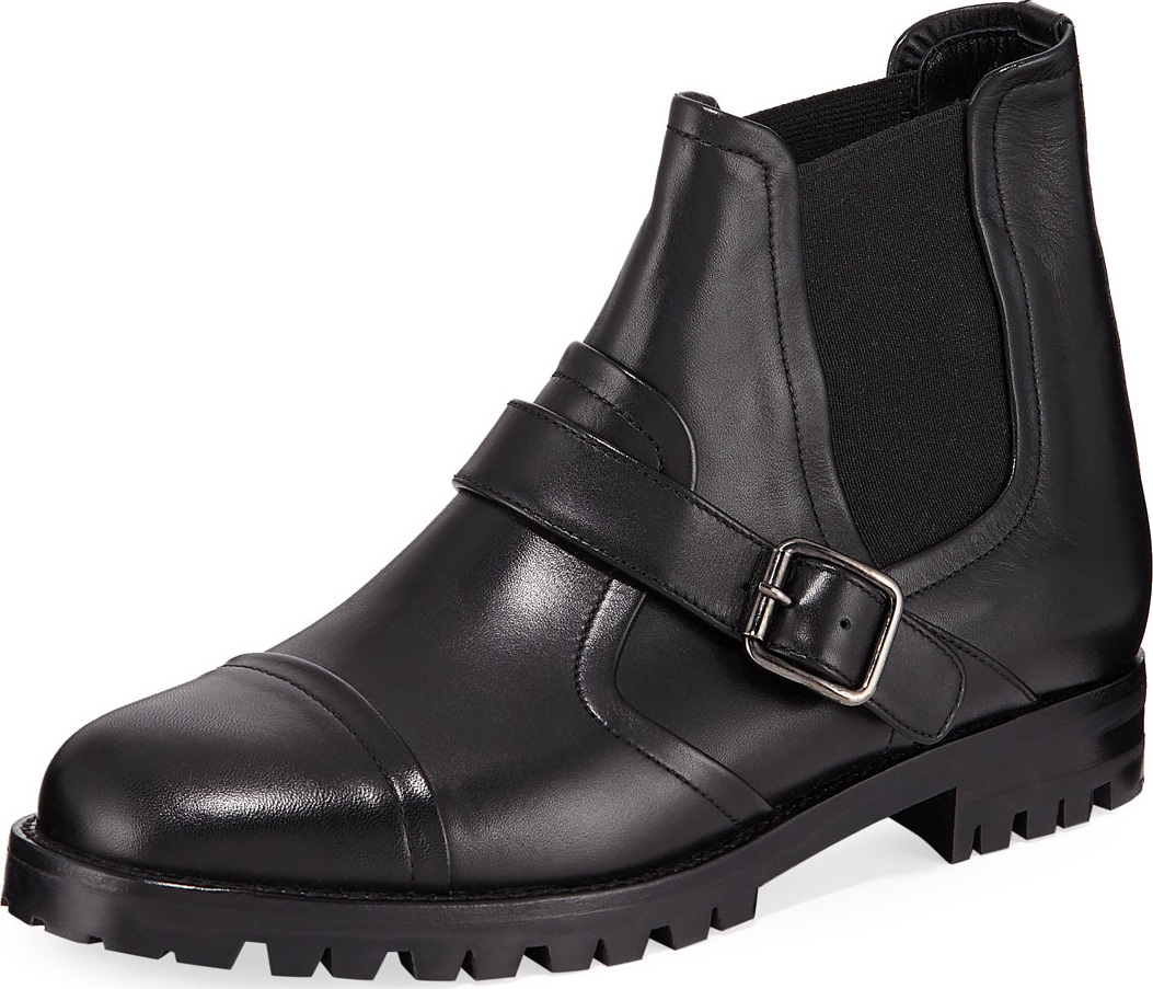 Manolo Blahnik Traba Leather Lug Sole Bootie