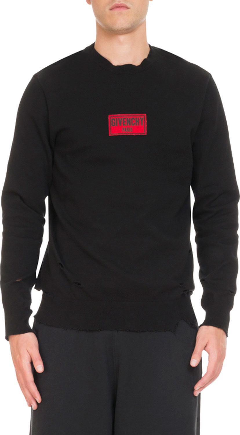 Givenchy Boxing-Inspired Distressed Sweatshirt