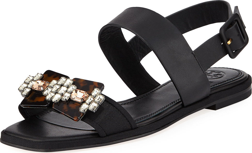 Tory Burch Delaney Embellished Leather Sandal