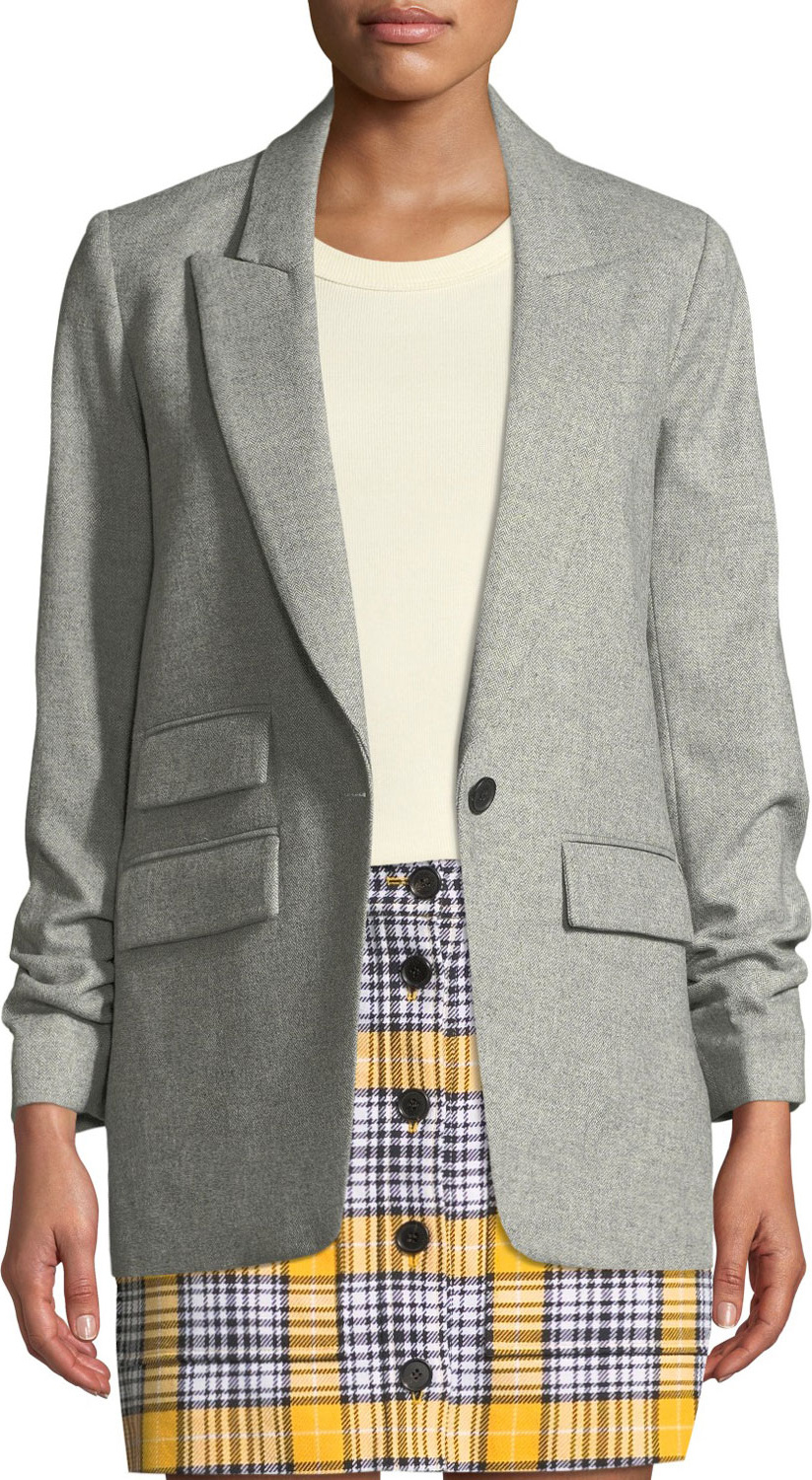 Veronica Beard Martel Single-Button Wool Dickey Jacket
