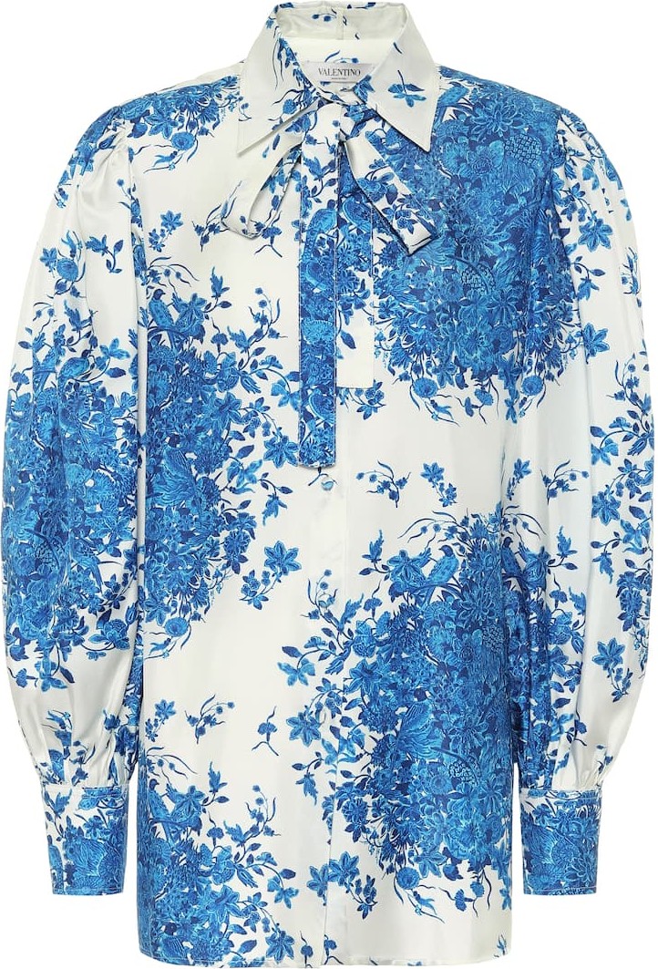 Valentino Printed silk-twill blouse