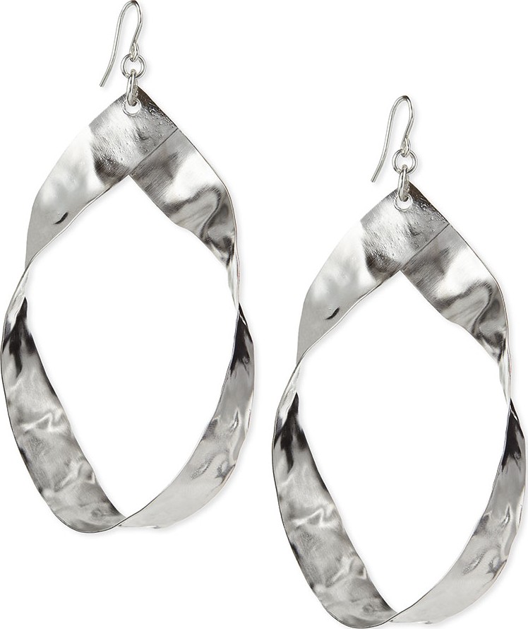 Devon Leigh Twisted Rhodium-Plated Hoop Earrings