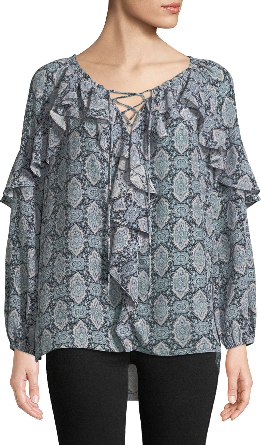 KOBI HALPERIN Tami Medallion-Print Silk Blouse