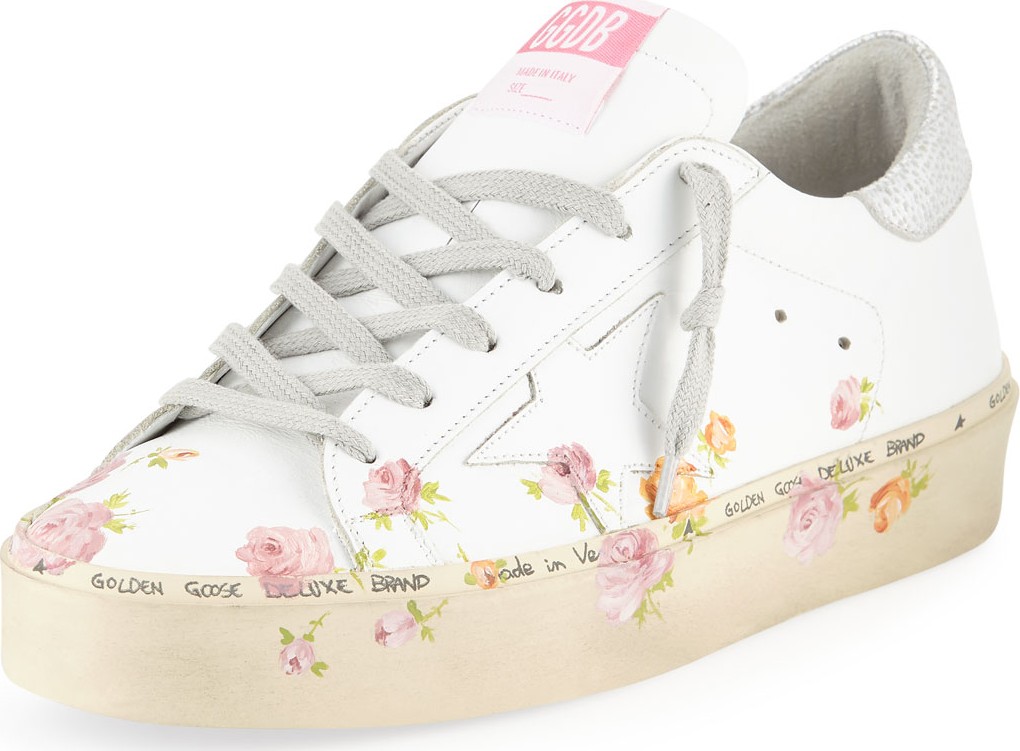 Golden Goose Deluxe Brand Hi Star Floral-Print Leather Platform Sneakers