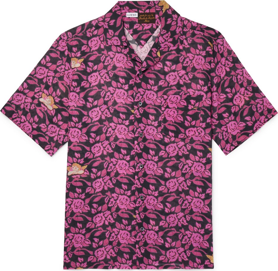 LOEWE + Paula's Ibiza Camp-Collar Floral-Print Cotton-Gauze Shirt