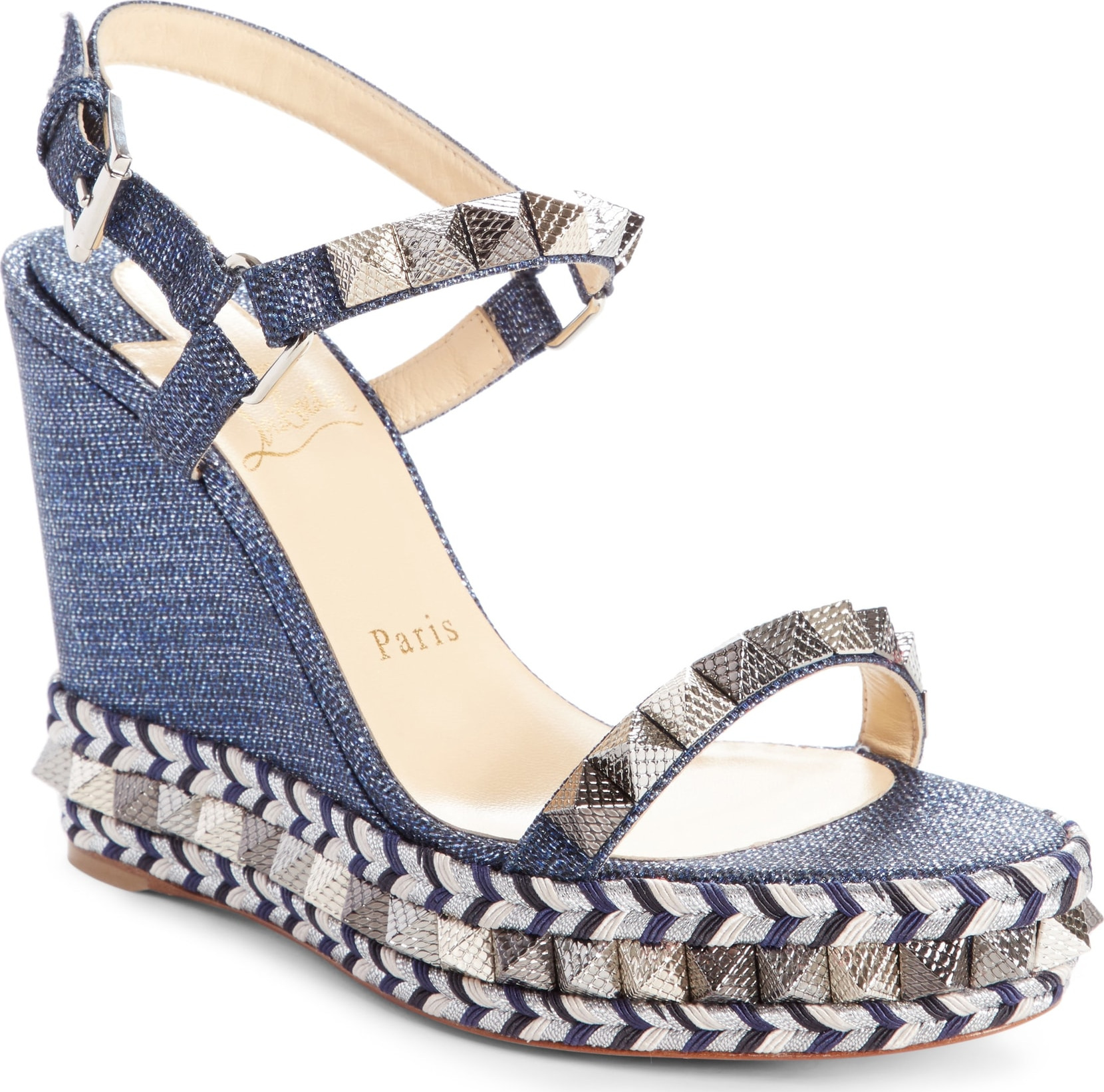 Christian Louboutin Pyraclou Studded Platform Wedge Sandal