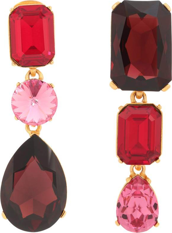 Oscar De La Renta Crystal-embellished clip-on earrings