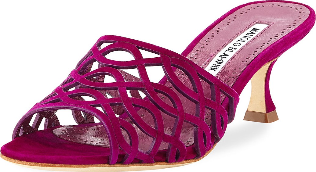 Manolo Blahnik Bensa Cutout Suede Sandals