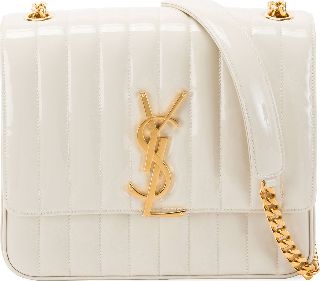 Saint Laurent Vicky Monogram YSL Large Quilted Patent Chain Crossbody Bag