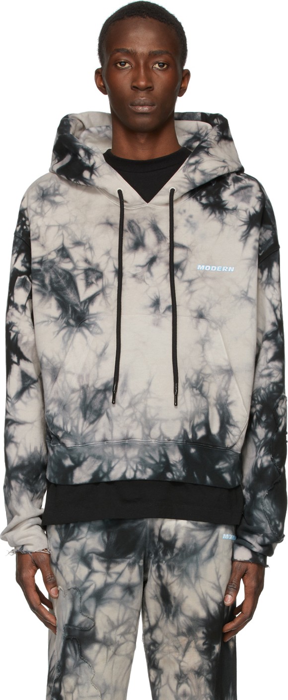 Off White Beige Tie-Dye Contour Hoodie