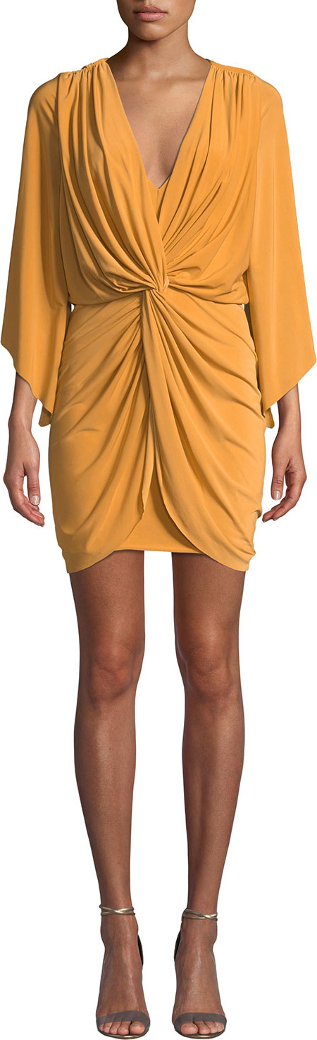 MISA Los Angeles Teget Draped Cocktail Dress