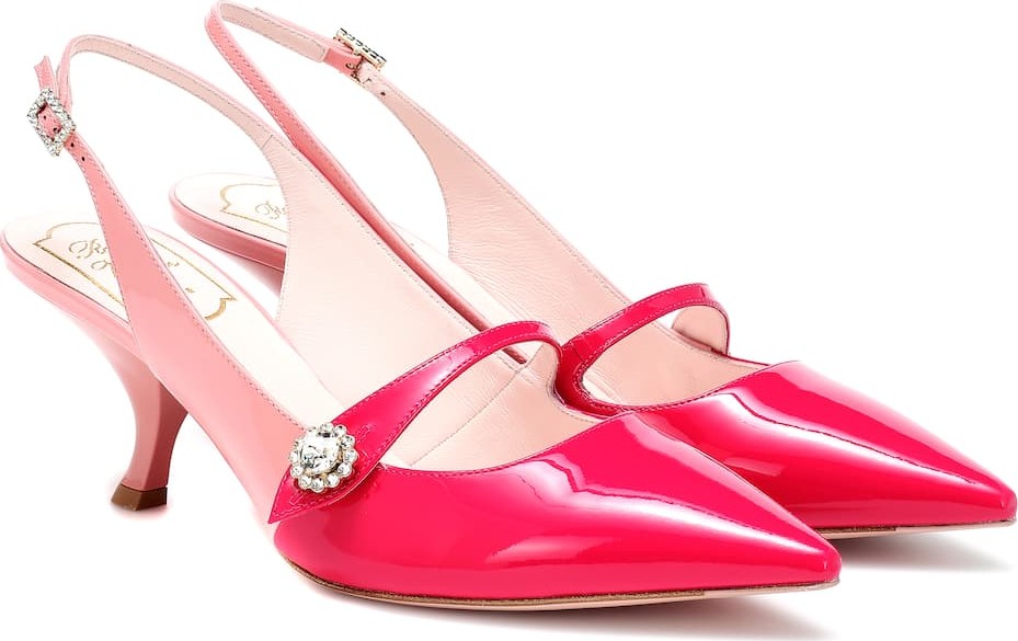 Roger Vivier Jewel Button leather slingback pumps