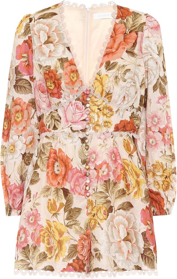Zimmermann Bonita floral linen playsuit