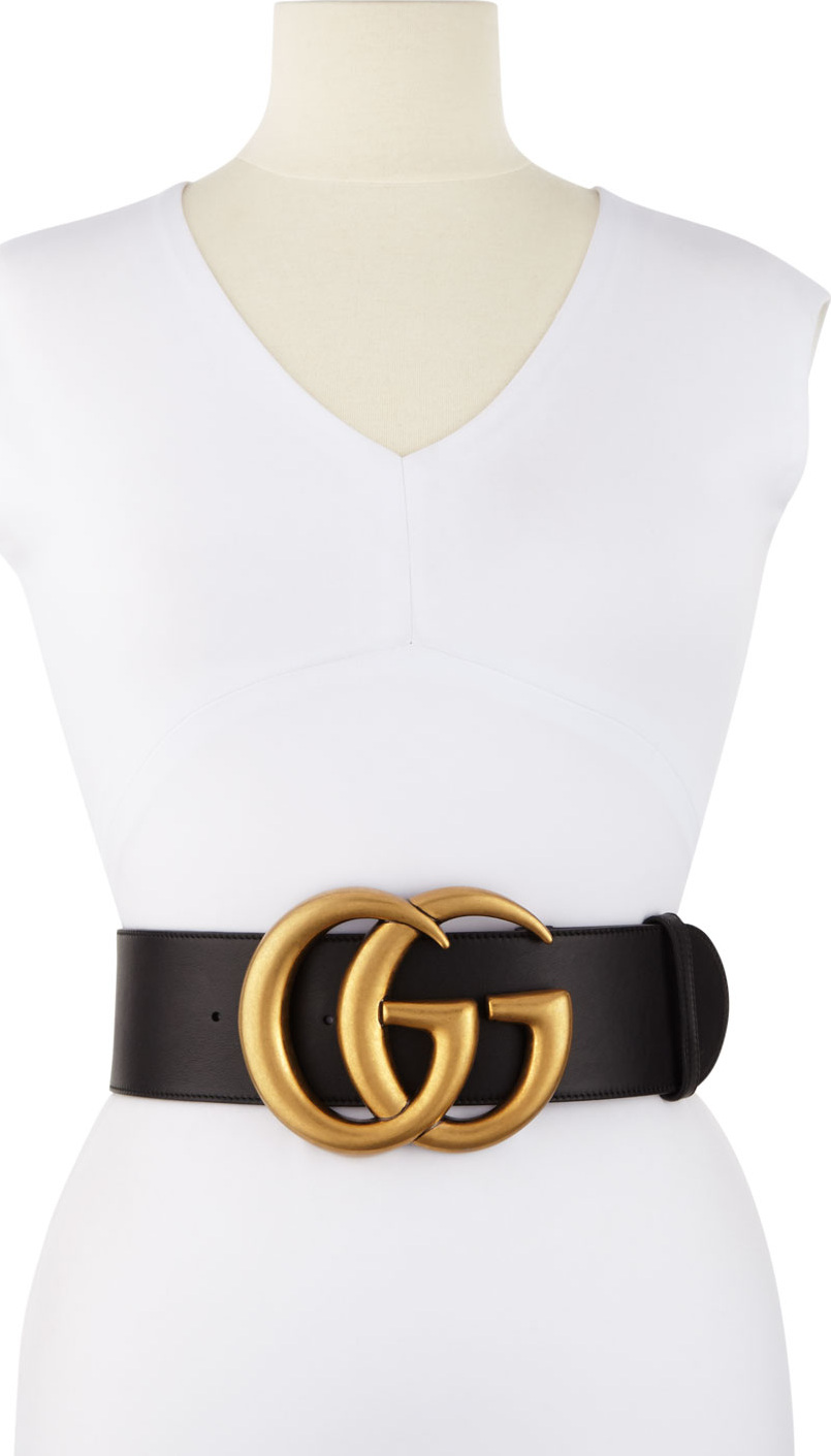Gucci Adjustable GG Belt, Black