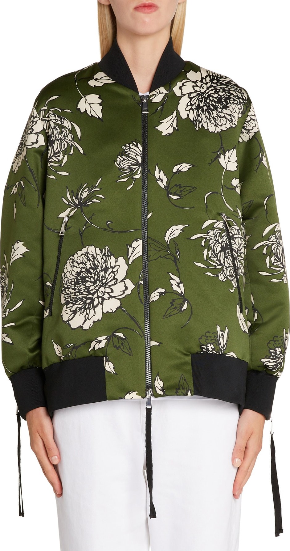 Moncler Thimpou Floral Print Bomber Jacket