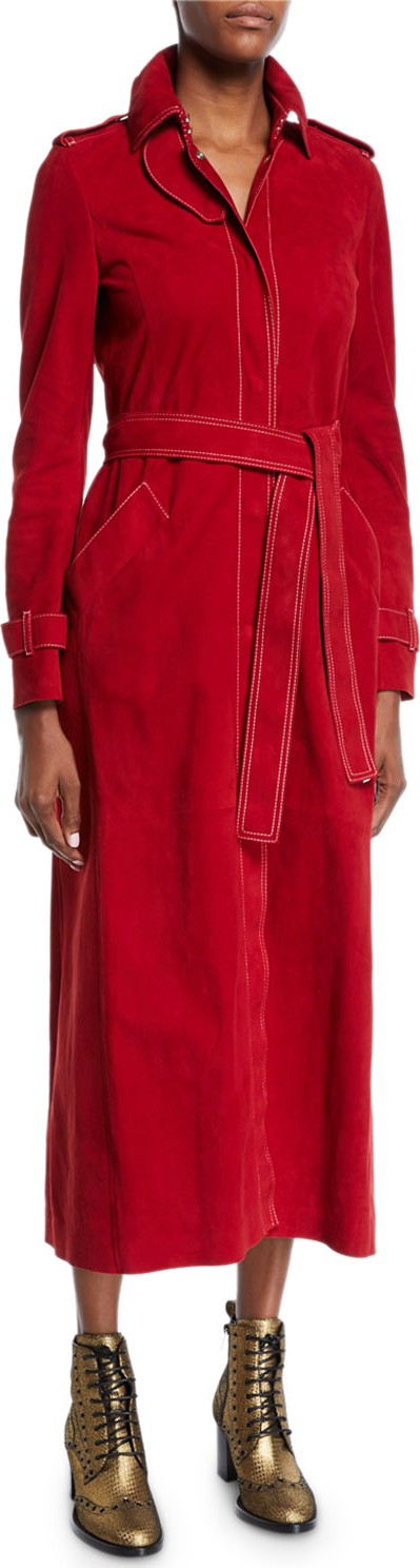 Gabriela Hearst Rulfo Belted Tissue-Suede Trench Coat