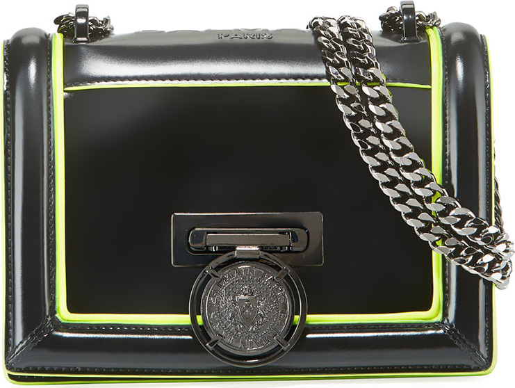 Balmain B Soft Shiny Leather Flap Shoulder Bag