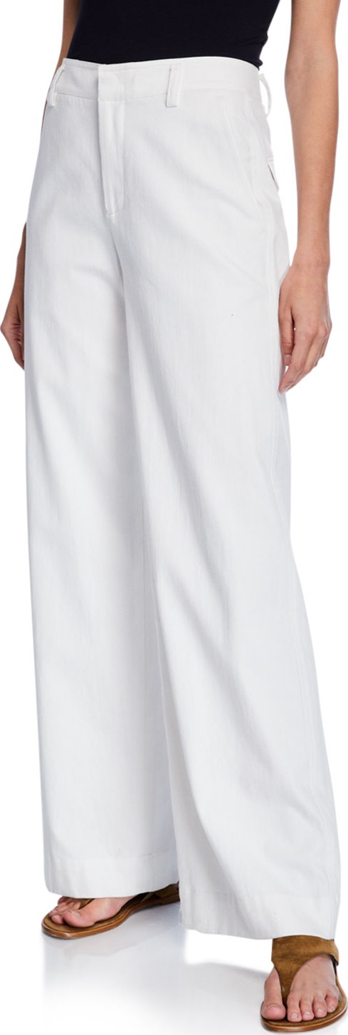 Vince Market Wide-Leg Cotton-Linen Pants