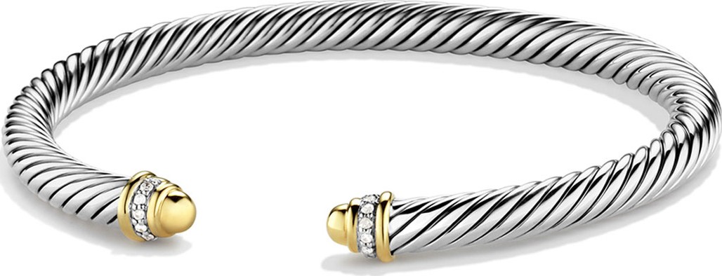 David Yurman Cable Classics Bracelet with Gold Domes and Diamonds
