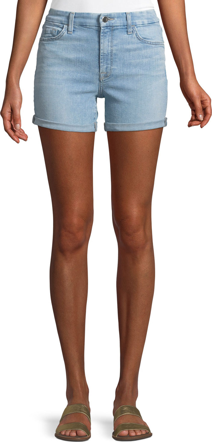 Jen7 Mid-Rise Roll Denim Shorts