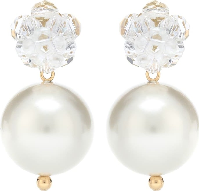 Simone Rocha Flower faux pearl earrings
