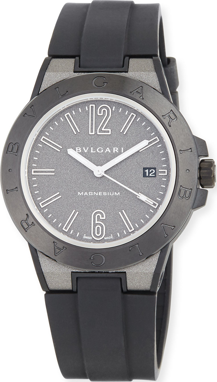 BVLGARI 41mm Diagono Magnesium Watch, Gray