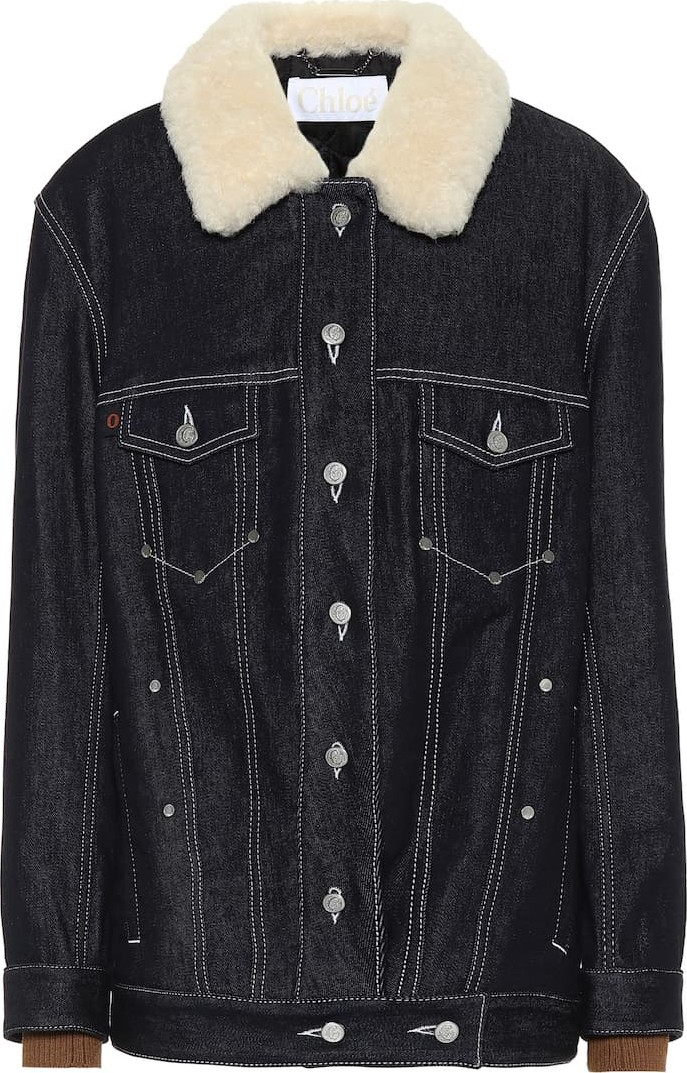 Chloe Shearling-trimmed denim jacket