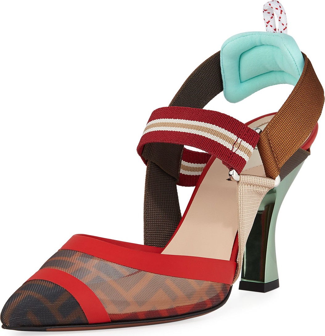 Fendi Colibri Slingback Mesh Pumps
