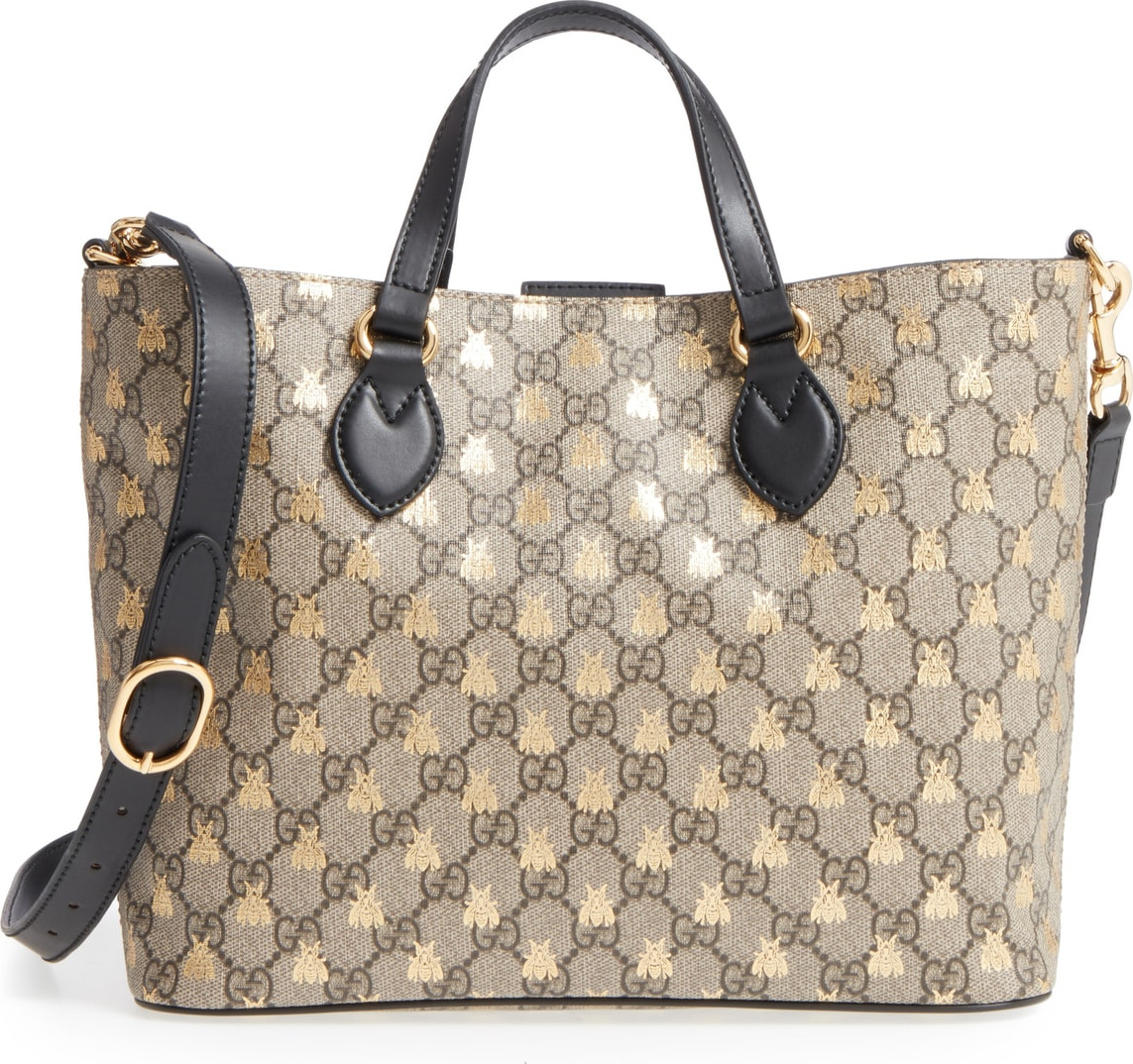 Gucci Bee GG Supreme Small Canvas Tote
