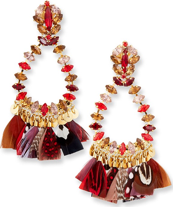 GAS Bijoux Bo Riviera Plume Feather Drop Earrings
