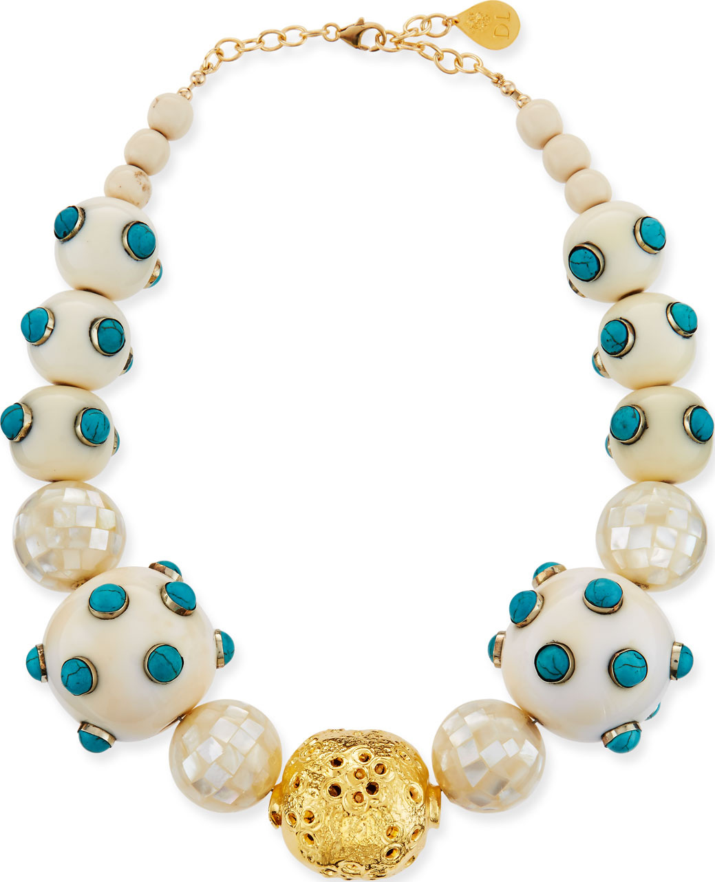 Devon Leigh Pearl & Scattered Turquoise Necklace