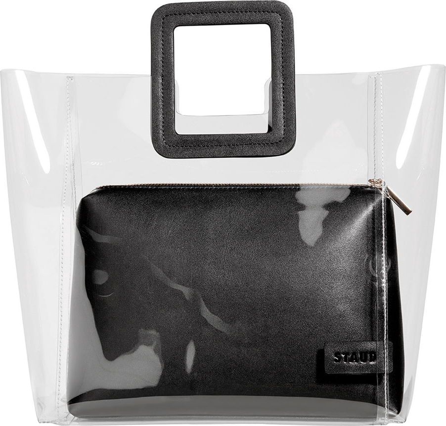 Staud Shirley Clear PVC and Leather Tote Bag