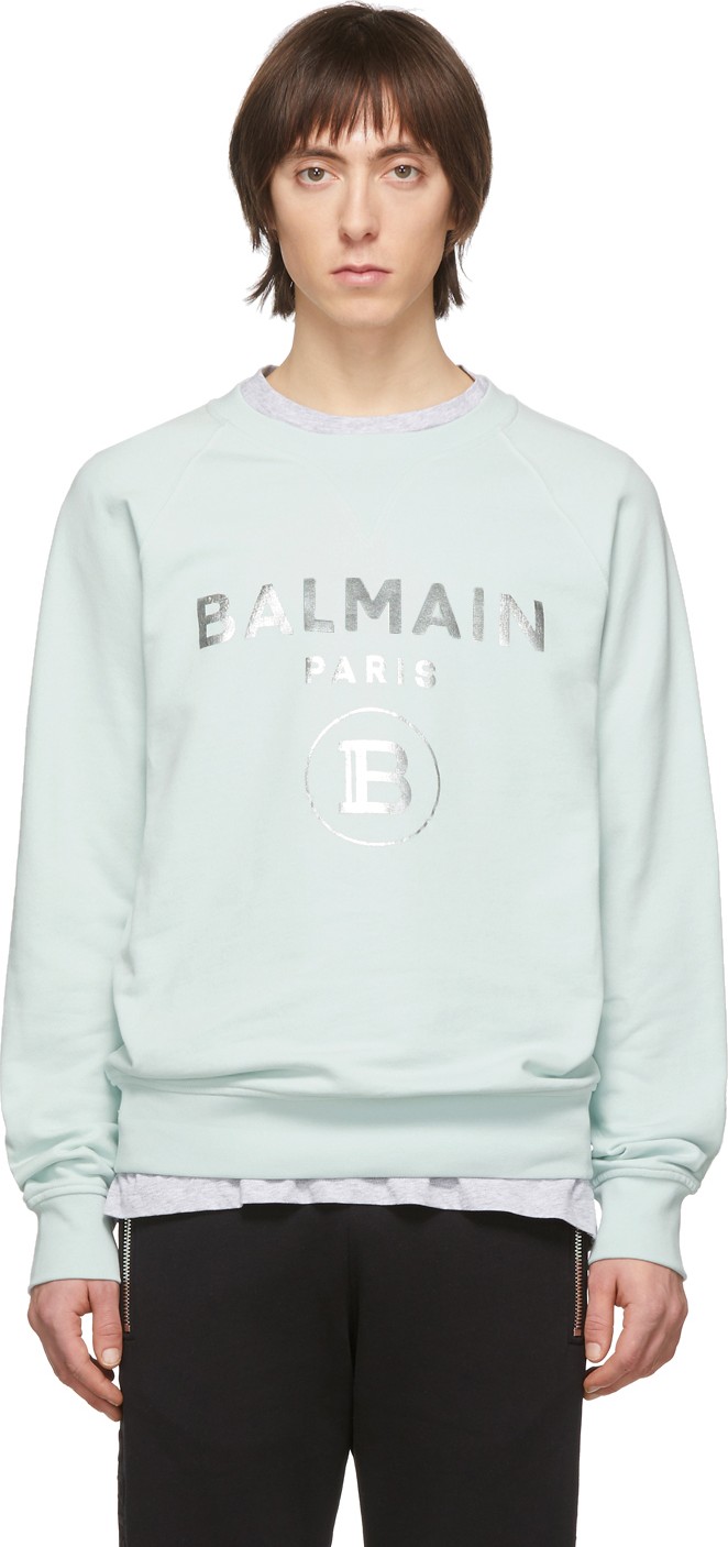 Balmain Green & Silver Logo Sweatshirt
