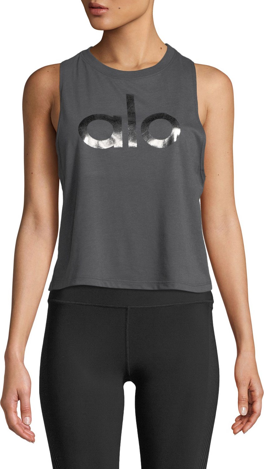 Alo Yoga Signature Logo Racerback Cropped Tank
